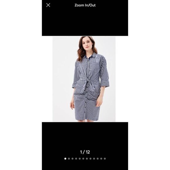 Sarah Jessica Parker for the Gap Navy/ White Gingham Check Dress, EUC, S - Picture 1 of 7